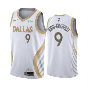 Maillot de basket-ball 2020-21 Dallas Mavericks # 9 Michael Kidd-Gilchrist City Edition Argent Swingman Jersey Marron 168615