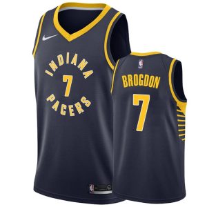 Maillot de basket-ball 2020-21 Indiana Pacers # 7 Malcolm Brogdon Icon Edition Navy Swingman Jersey 166063