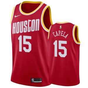 Maillot de basket 2019-20 Houston Rockets # 15 Clint Capela Classic Edition Rouge Swingman Jersey Crème 166370
