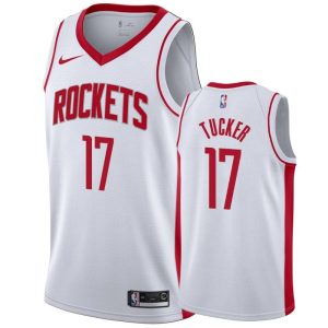2019-20 Houston Rockets # 17 P.J. Maillot de basket-ball Tucker Association Edition Blanc Swingman Jersey Noir 166486