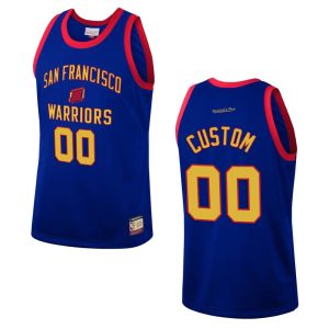Mitchell & Ness Warriors #00 Maillot de basket-ball personnalisé Team Heritage Fashion Royal Jersey 165304