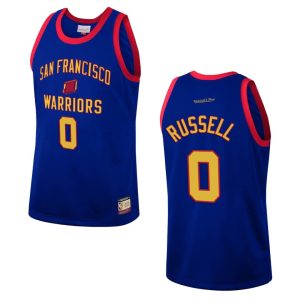 Mitchell & Ness Warriors # 0 D'Angelo Russell Team Heritage Fashion Royal Jersey Maillot de basket-ball 165296