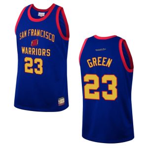 Mitchell & Ness Warriors # 23 Draymond Green Team Heritage Fashion Royal Jersey Maillot de basket-ball 165288