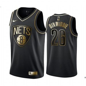 Maillot de basket-ball 2019-20 Brooklyn Nets # 26 Spencer Dinwiddie Golden Edition Maillot Swingman noir 167080