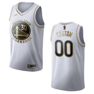 Maillot de basket-ball Warriors #00, personnalisé, édition dorée, blanc, Swingman, gris, 2020, 165351