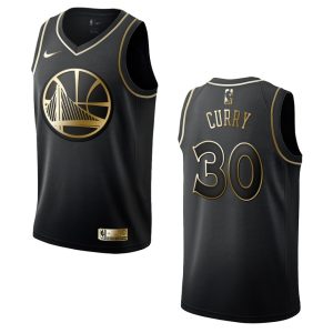 Maillot de basket-ball 2020 Warriors #30 Stephen Curry Golden Edition, maillot Swingman noir 165240
