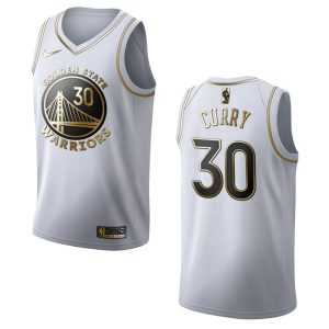 Maillot de basket-ball 2020 Warriors #30 Stephen Curry Golden Edition, maillot Swingman blanc 165312