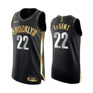 Maillot de basket-ball 2020-21 Brooklyn Nets #22 Caris LeVert Golden Edition Noir Maillot authentique 167032