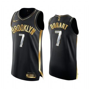 Maillot de basket-ball 2020-21 Brooklyn Nets #7 Kevin Durant Golden Edition Noir Maillot authentique 167024