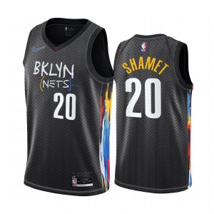 2020-21 Brooklyn Nets # 13 Landry Shamet City Edition Maillot Swingman noir Maillot de basket-ball Rose 167200