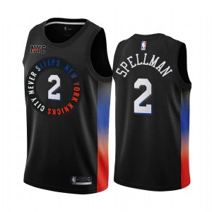 Maillot de basket-ball 2020-21 New York Knicks #2 Omari Spellman City Edition Noir Swingman Jersey Blanc 168425