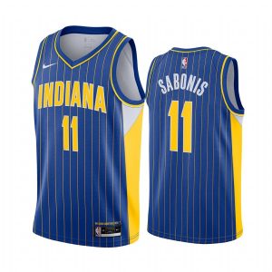 2020-21 Indiana Pacers # 11 Domantas Sabonis City Edition Bleu Swingman Jersey Maillot de basket-ball Gris 165894