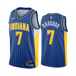 2020-21 Indiana Pacers # 7 Malcolm Brogdon City Edition Bleu Swingman Jersey Maillot de basket-ball 165862