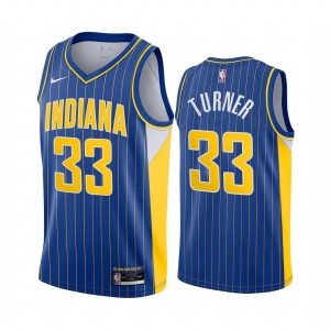 2020-21 Indiana Pacers # 33 Myles Turner City Edition Bleu Swingman Jersey Maillot de basket-ball 165830