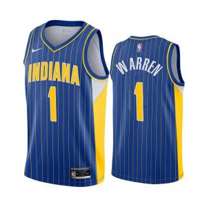 2020-21 Indiana Pacers #1 T.J. Maillot de basket-ball Warren City édition bleu Swingman maillot 165870