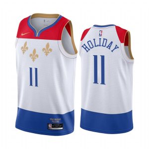 2020-21 Pélicans de la Nouvelle-Orléans # 11 Jrue Holiday City Edition Maillot Swingman blanc Maillot de basket-ball 166974