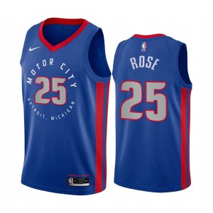 Maillot de basket-ball 2020-21 Detroit Pistons #25 Derrick Rose City Edition Navy Swingman Jersey 168312