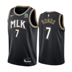 Maillot de basket-ball 2020-21 Atlanta Hawks #7 Rajon Rondo City Edition Noir Swingman Jersey 167541