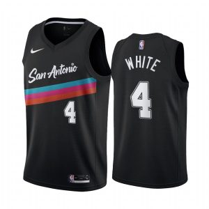 2020-21 San Antonio Spurs # 4 Derrick White City Edition Maillot Swingman noir Maillot de basket-ball Blanc 168752