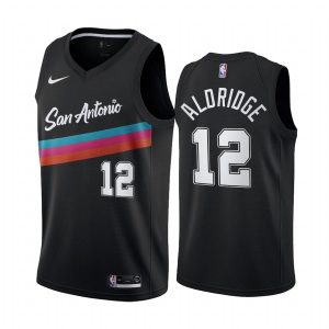 2020-21 San Antonio Spurs # 12 LaMarcus Aldridge City Edition Maillot Swingman noir Maillot de basket-ball Blanc 168640