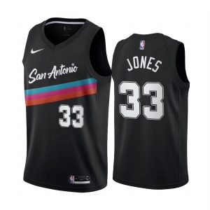2020-21 San Antonio Spurs # 33 Tre Jones City Edition Maillot Swingman Noir Blanc 168728