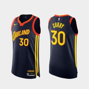 Maillot de basket-ball 2020-21 Warriors #30 Stephen Curry City, maillot bleu marine authentique 165385