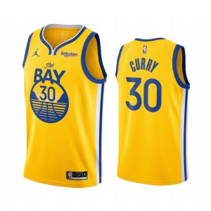 Maillot de basket-ball Warriors 2020-21 # 30 Stephen Curry Statement Edition Gold Swingman Jersey 166610