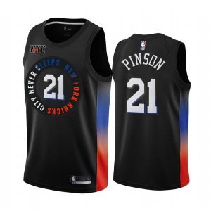 Maillot de basket-ball 2020-21 New York Knicks # 21 Theo Pinson City Edition Maillot Swingman noir 168360