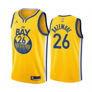 Maillot de basket-ball 2020-21 Warriors #26 Kent Bazemore Statement Gold Swingman Jersey 166618