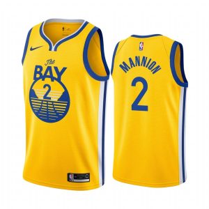 Maillot de basket-ball Warriors 2020-21 # 2 Nico Mannion Statement Edition Maillot Swingman doré 166634