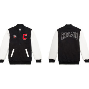 Bomber 2020 NBA Chicago Bulls Bomber Homme Noir Blanc noir et blanc 170258