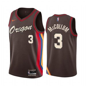 2020-21 Portland Trail Blazers # 3 C.J. Maillot de basket-ball McCollum City Edition Chocolate Swingman Jersey Crème 169317