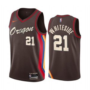 2020-21 Portland Trail Blazers # 21 Hassan Whiteside City Edition Chocolate Swingman Jersey Maillot de basket-ball Blanc 169284