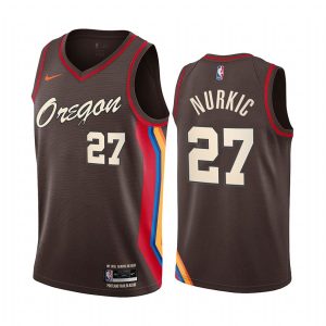 Maillot de basket-ball 2020-21 Portland Trail Blazers # 27 Jusuf Nurkic City Edition Chocolate Swingman Jersey Noir 169300