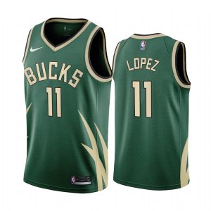 Maillot de basket-ball Milwaukee Bucks 2020-21 # 11 Brook Lopez Earned Edition Maillot Swingman vert 169805