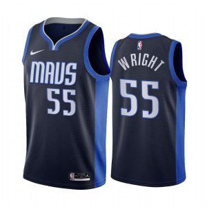 Maillot de basket-ball 2020-21 Dallas Mavericks # 55 Delon Wright Earned Edition Navy Swingman Jersey 171473