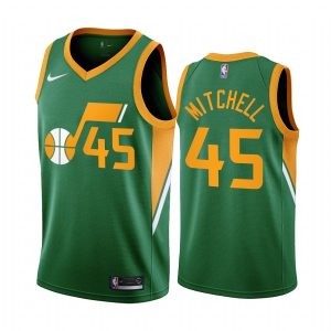 Maillot de basket-ball 2020-21 Utah Jazz # 45 Donovan Mitchell Earned Edition Vert Swingman Jersey Rouge 170571