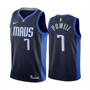 Maillot de basket-ball 2020-21 Dallas Mavericks # 7 Dwight Powell Earned Edition Navy Swingman Jersey 171504