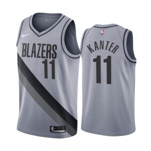 2020-21 Portland Trail Blazers # 11 Enes Kanter Earned Edition Gris Swingman Jersey Maillot de basket-ball 171119