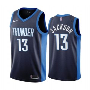 2020-21 Oklahoma City Thunder # 13 Frank Jackson Earned Edition Maillot Swingman Marine 171159