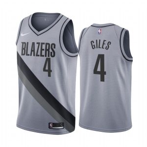 2020-21 Portland Trail Blazers # 4 Harry Giles Earned Edition Gris Swingman Jersey Maillot de basket-ball 171127
