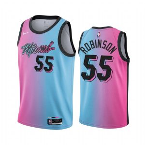 Maillot de basket 2020-21 Miami Heat # 55 Duncan Robinson City Edition Bleu Rose Swingman Jersey Noir 168834