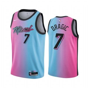 Maillot de basket 2020-21 Miami Heat # 7 Goran Dragic City Edition Bleu Rose Swingman Jersey Noir 168858