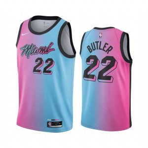 Maillot de basket-ball 2020-21 Miami Heat # 22 Jimmy Butler City Edition Bleu Rose Swingman Jersey Vert 168826