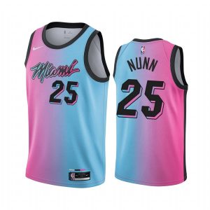 Maillot de basket 2020-21 Miami Heat # 25 Kendrick Nunn City Edition Bleu Rose Swingman Jersey Rouge 168850
