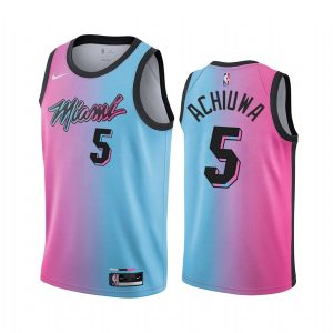 Maillot de basket-ball 2020-21 Miami Heat #5 Precious Achiuwa City Edition Bleu Rose Swingman Jersey Noir 168892