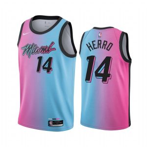 Maillot de basket 2020-21 Miami Heat # 14 Tyler Herro City Edition Bleu Rose Swingman Jersey Noir 168928