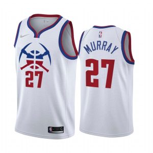 2020-21 Denver Nuggets # 27 Jamal Murray Earned Edition Blanc Swingman Jersey Maillot de basket-ball Gris 170507