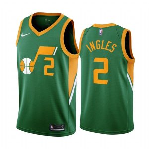 2020-21 Utah Jazz # 2 Joe Ingles édition gagnée maillot Swingman vert maillot de basket-ball multicolore 170628