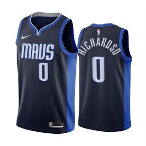Maillot de basket-ball 2020-21 Dallas Mavericks #0 Josh Richardson Earned Edition Navy Swingman Jersey 171455